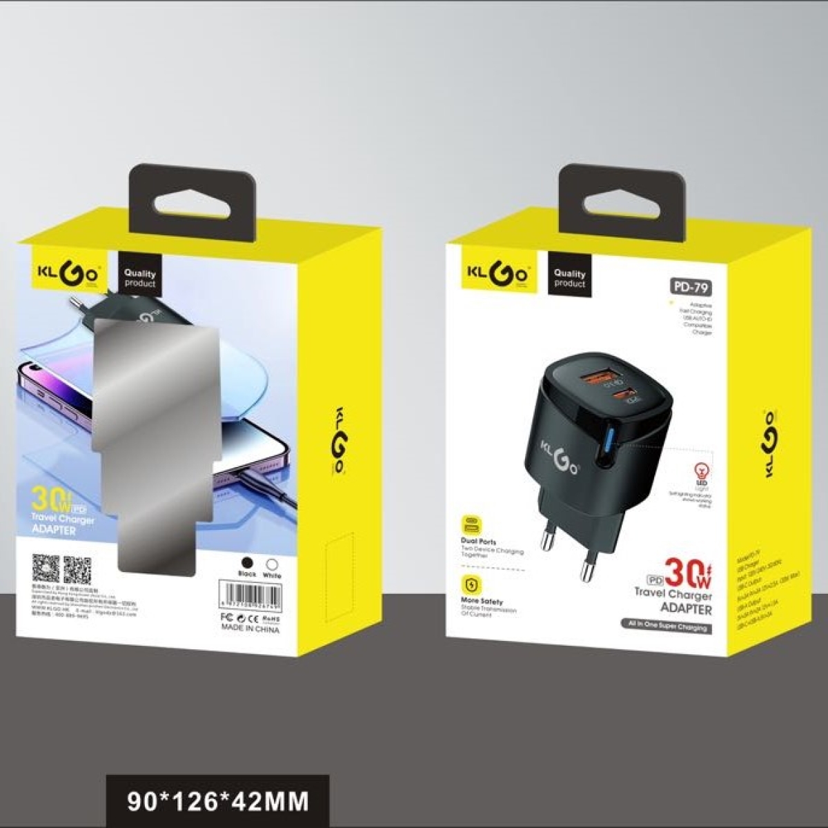 Φορτιστής Χωρίς Καλώδιο USB Και Type-C PD 30W Klgo PD-79
