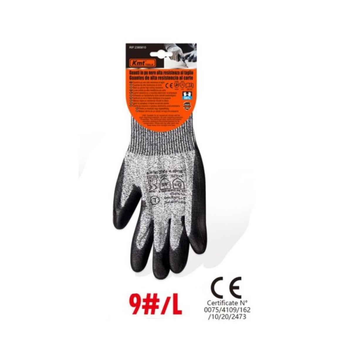 Γάντια Αντοχής Κοπής PU L Γκρι-Μαύρα Kmt Tools 2385810