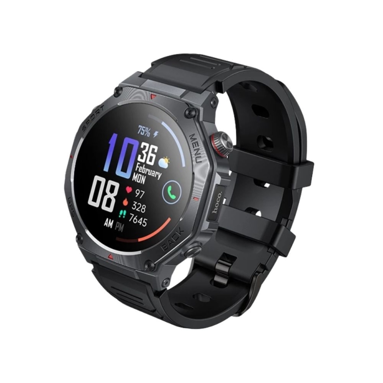 Hoco Y37 AMOLED GPS Sports Watch με Ελληνικό Μενού & Bluetooth Κλήσεις – Μαύρο