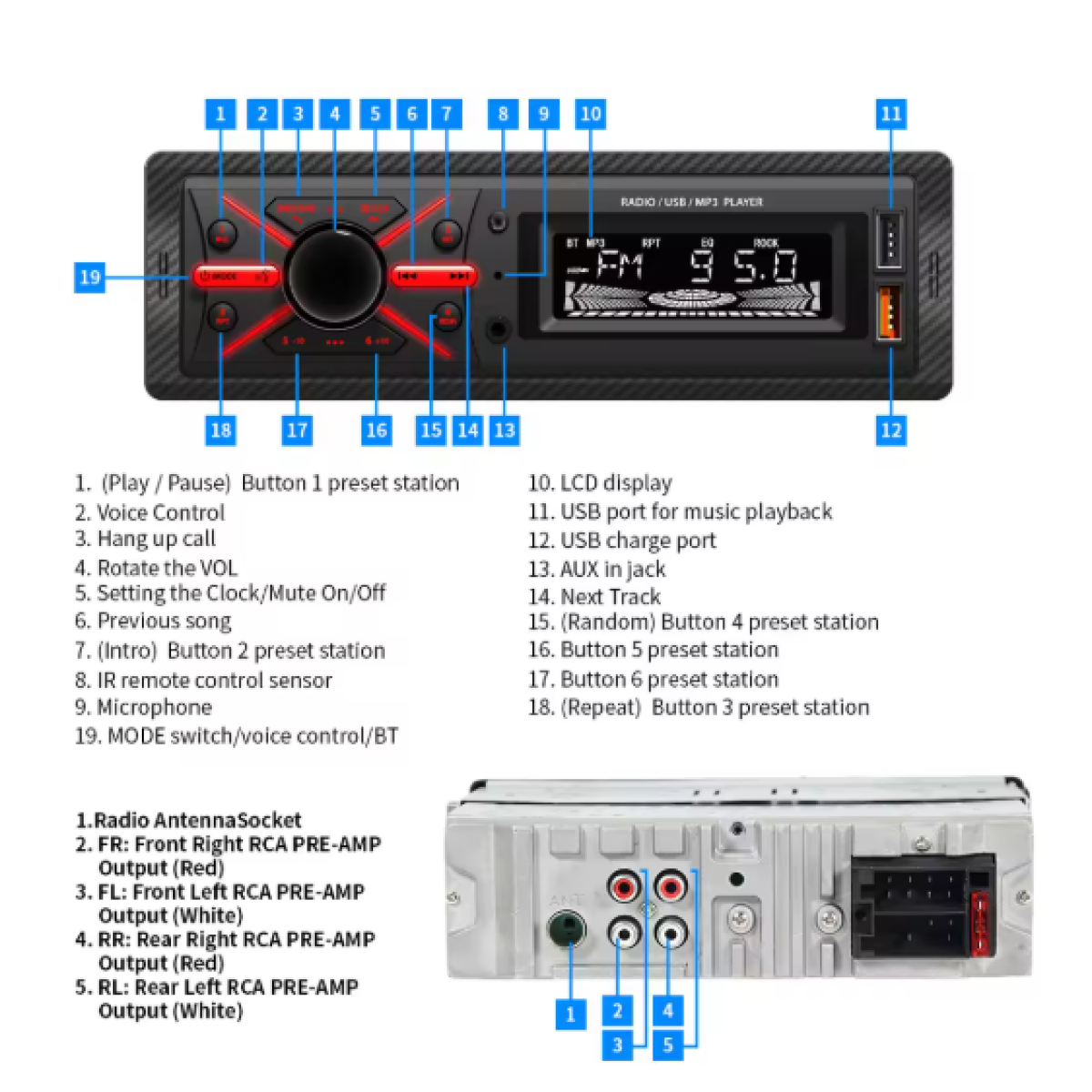 Ηχοσύστημα Αυτοκινήτου 12V με FM Ράδιο, Bluetooth & USB XY-010 Μαύρο - Image 4