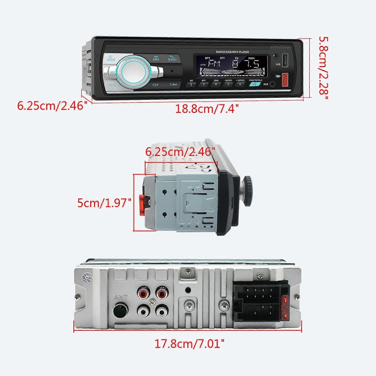 Ηχοσύστημα Αυτοκινήτου 12V με Subwoofer, FM Ράδιο, Bluetooth & USB 521 - Μαύρο - Image 2