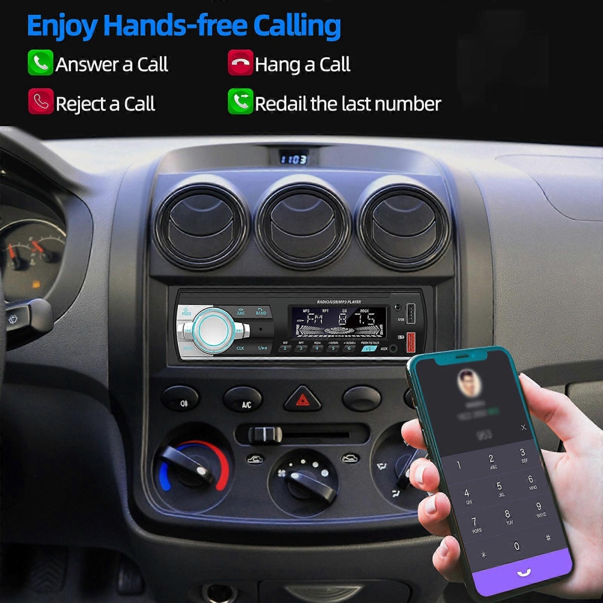 Ηχοσύστημα Αυτοκινήτου 12V με Subwoofer, FM Ράδιο, Bluetooth & USB 521 - Μαύρο - Image 4