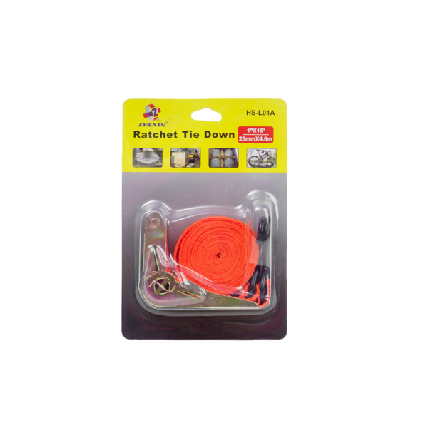 Ιμάντας Δεσίματος με Καστάνια - Ratchet Tie Down 1''x15'' 25mmx4.5m HS-L01A Πορτοκαλί