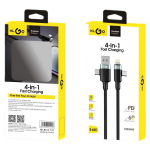 Καλώδιο Φόρτισης 4σε1 Fast Charging 1m USB & Type-C Σε Lightning & Type-C KLGO S-681