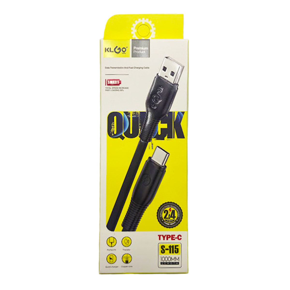 Καλώδιο Φόρτισης & Data USB-Α σε Type-C 1m 2.4A Klgo S-115