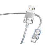 Καλώδιο Φόρτισης Και Δεδομένων USB σε Type-C 3A Διαφανές 1.2m Moxom LX-CB902
