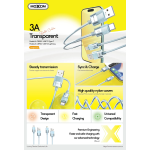 Καλώδιο Φόρτισης Και Δεδομένων USB σε Type-C 3A Διαφανές 1.2m Moxom LX-CB902 - Image 4