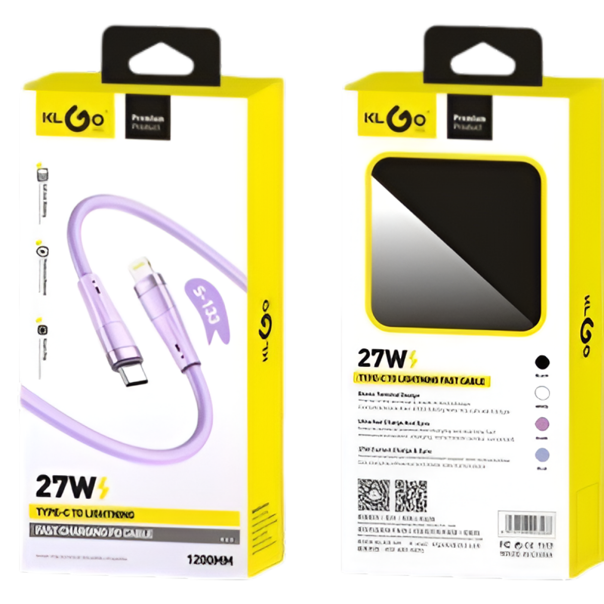 Καλώδιο Φόρτισης Type-C Σε Lightning 27W Μωβ 1.2m KLGO S-133 - Image 2