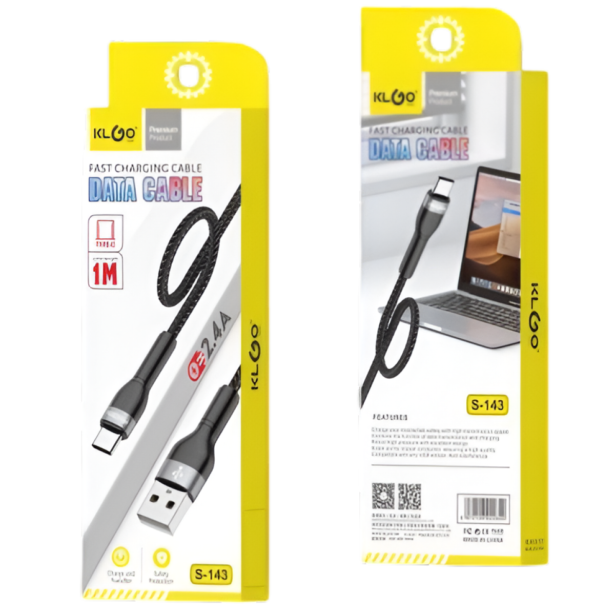 Καλώδιο Φόρτισης USB-A σε Type-C 1m 2.4A Μαύρο KLGO S-143