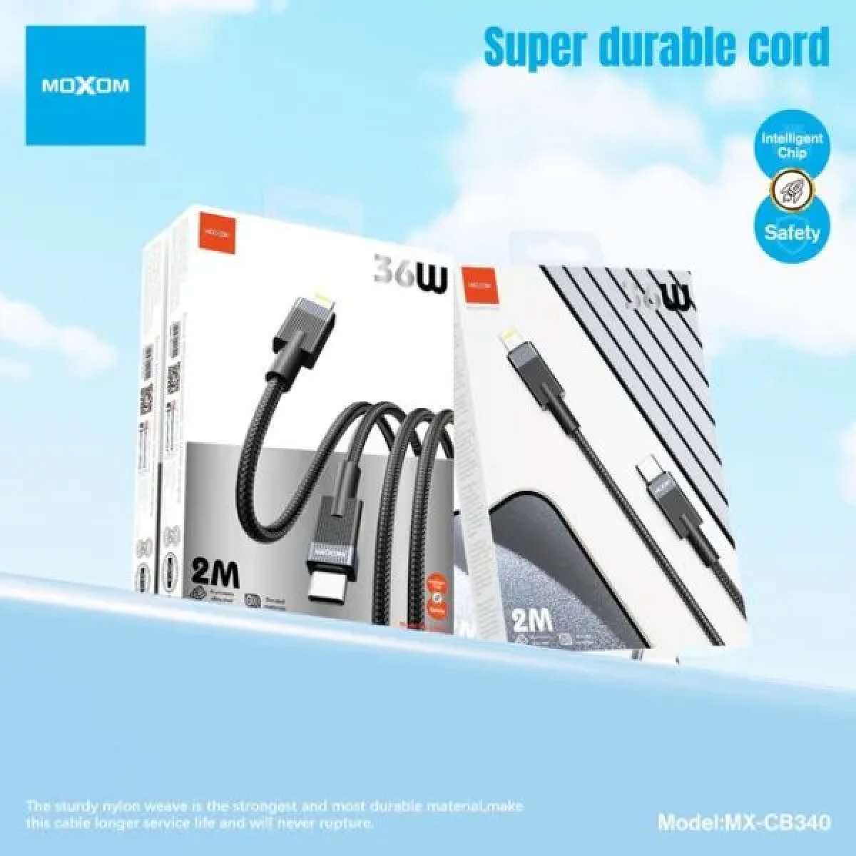 Καλώδιο Γρήγορης Φόρτισης & Δεδομένων 36W 2m Type-C Σε Lightning Moxom MX-CB340 - Image 5