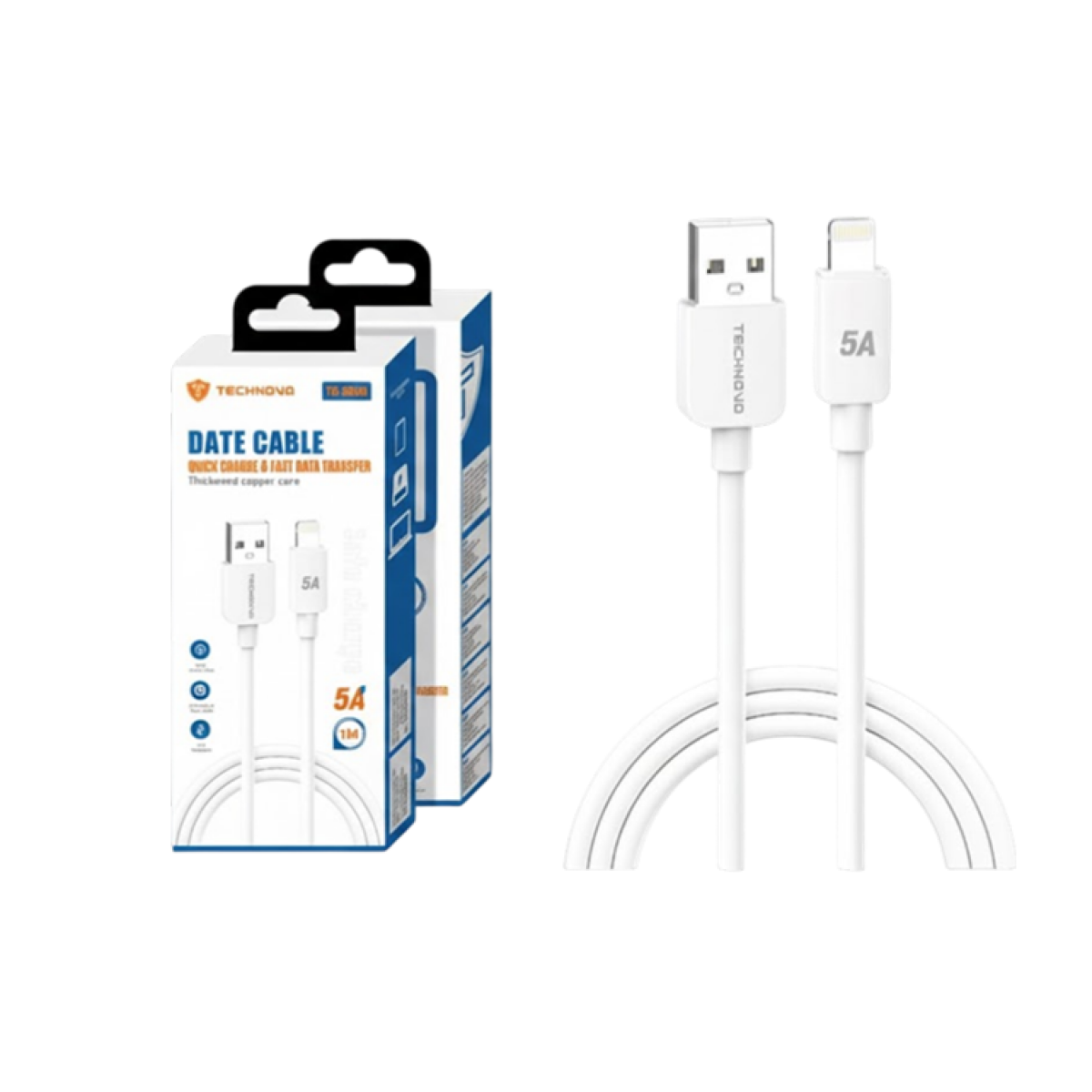 Καλώδιο USB to Lightning 1m 5A TN-D080 Λευκό - Image 2