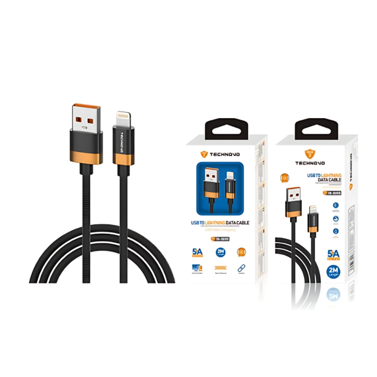 Καλώδιο USB to Lightning 2m 5A TN-D095 Μαύρο - Image 2