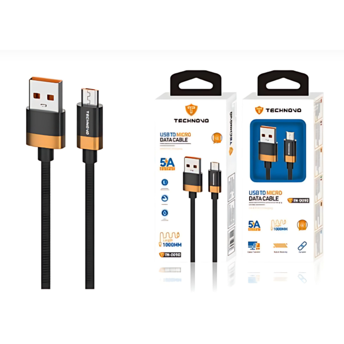 Καλώδιο USB to Micro 1m 5A TN-D090 Μαύρο - Image 2