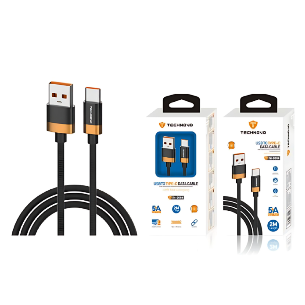 Καλώδιο USB to Type-C 2m 5A TN-D094 Μαύρο - Image 2
