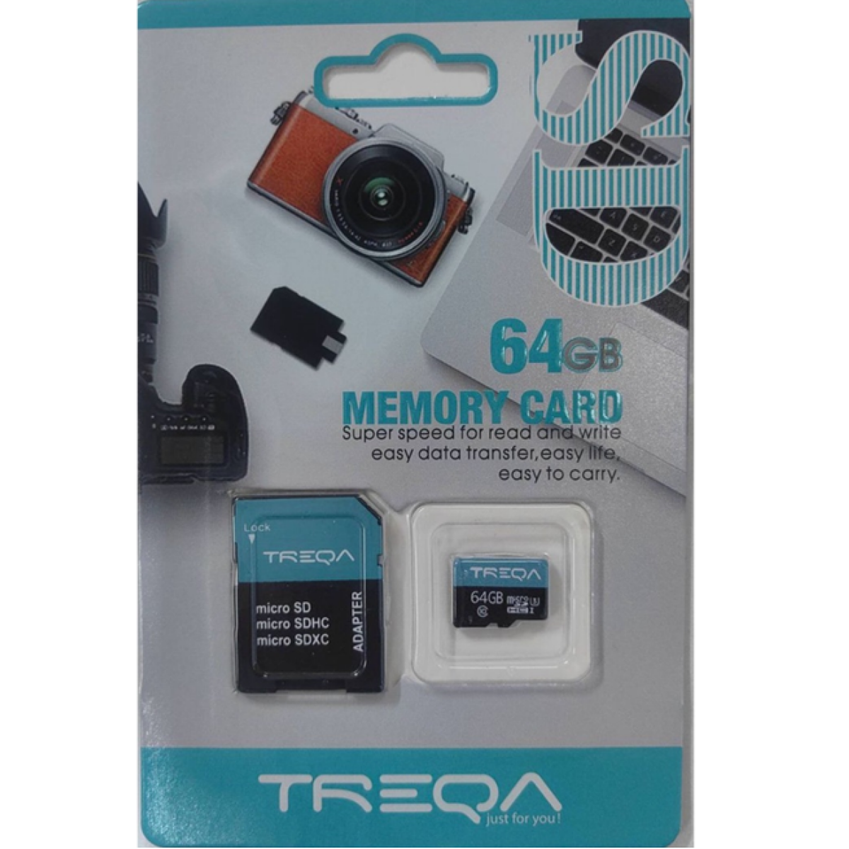 Κάρτα μνήμης Micro 64GB με Αντάπτορα SD Treqa - Μαύρο - Image 2