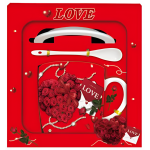 Κούπα Δώρου Love με Πιατάκι και Κουταλάκι 87772