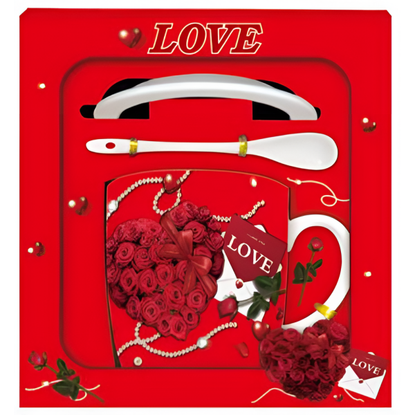 Κούπα Δώρου Love με Πιατάκι και Κουταλάκι 87772