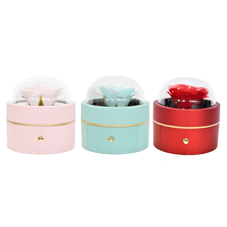 Κουτί Δώρου με Κόκκινο Τριαντάφυλλο και Θήκη Κοσμήματος 87681