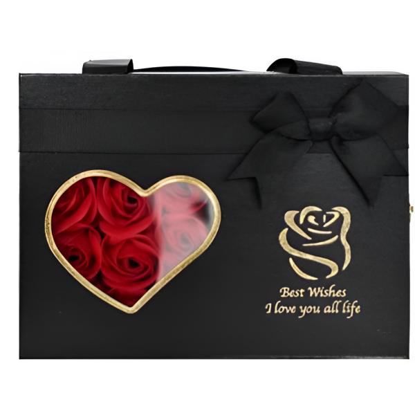 Κουτί Δώρου Πολυτελείας με Τεχνητά Τριαντάφυλλα & Θήκη Κοσμήματος 87676