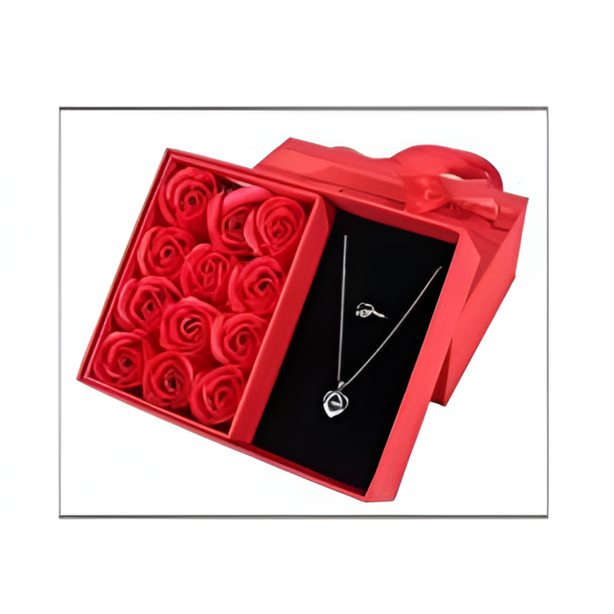 Κουτί Δώρου Πολυτελείας με Τεχνητά Τριαντάφυλλα & Θήκη Κοσμήματος 87676