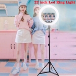 Led Ring Light LJJ-56 56cm 22'' με Τρεις Βάσεις Κινητού, Εναλλαγή Χρωμάτων και Τρίποδο - Μαύρο