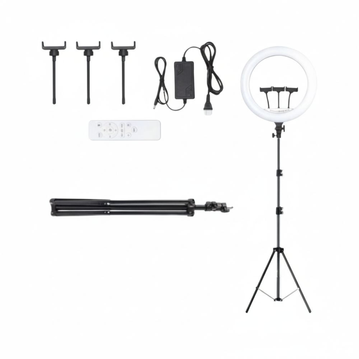Led Ring Light LJJ-56 56cm 22'' με Τρεις Βάσεις Κινητού, Εναλλαγή Χρωμάτων και Τρίποδο - Μαύρο