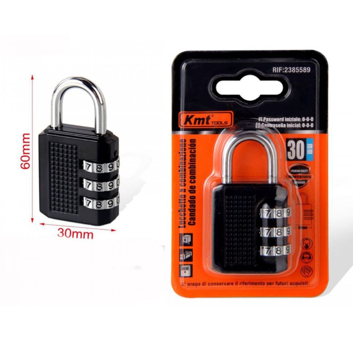 Λουκέτο Ατσάλινο 30mm Πέταλο με Συνδυασμό 2385589