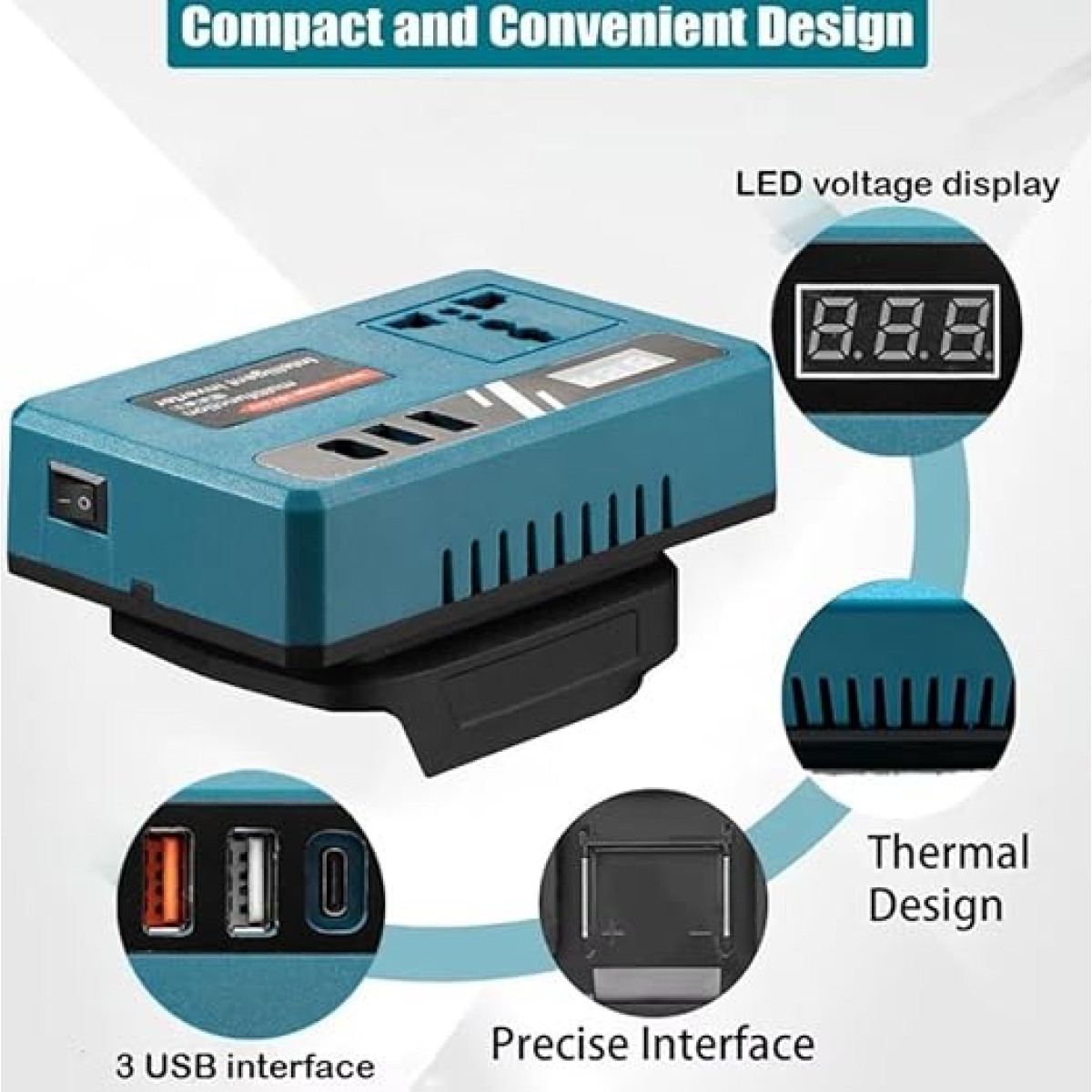 Μετατροπέας Ισχύος 120W DC 18–21V Σε AC 220V Για Μπαταρίες - Image 3
