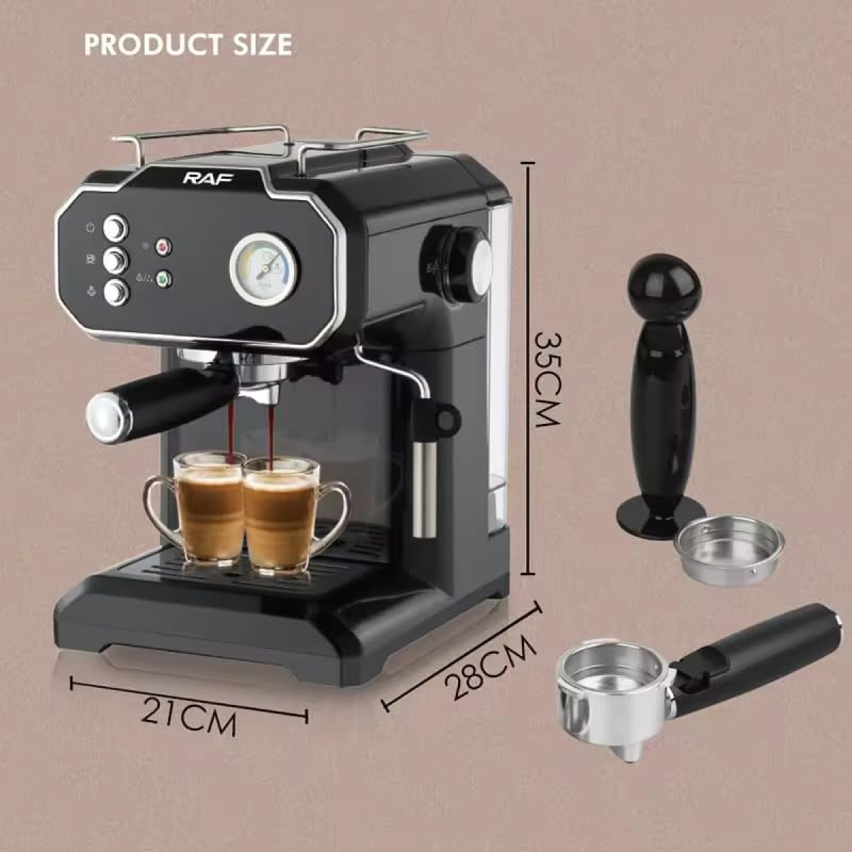 Μηχανή Καφέ Espresso & Cappuccino 20Bar 2lt 850W RAF R.104B Μαύρο - Image 7