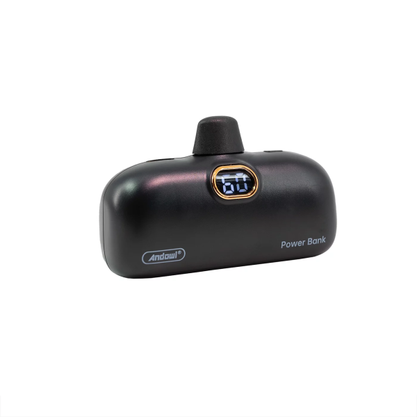 Mini Capsule Powerbank Lightning 6500mAh με Ένδειξη Μπαταρίας Andowl Q-CD693 Μαύρο