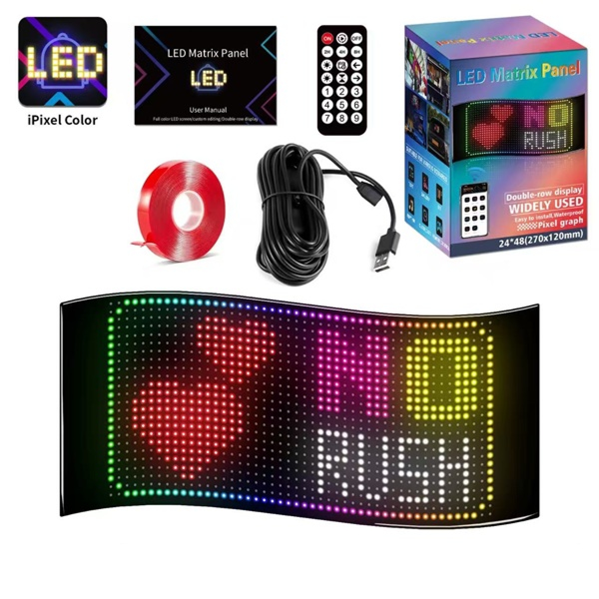 Πίνακας RGB LED Matrix Panel 24x48 5V 2A 270x120mm - Image 2