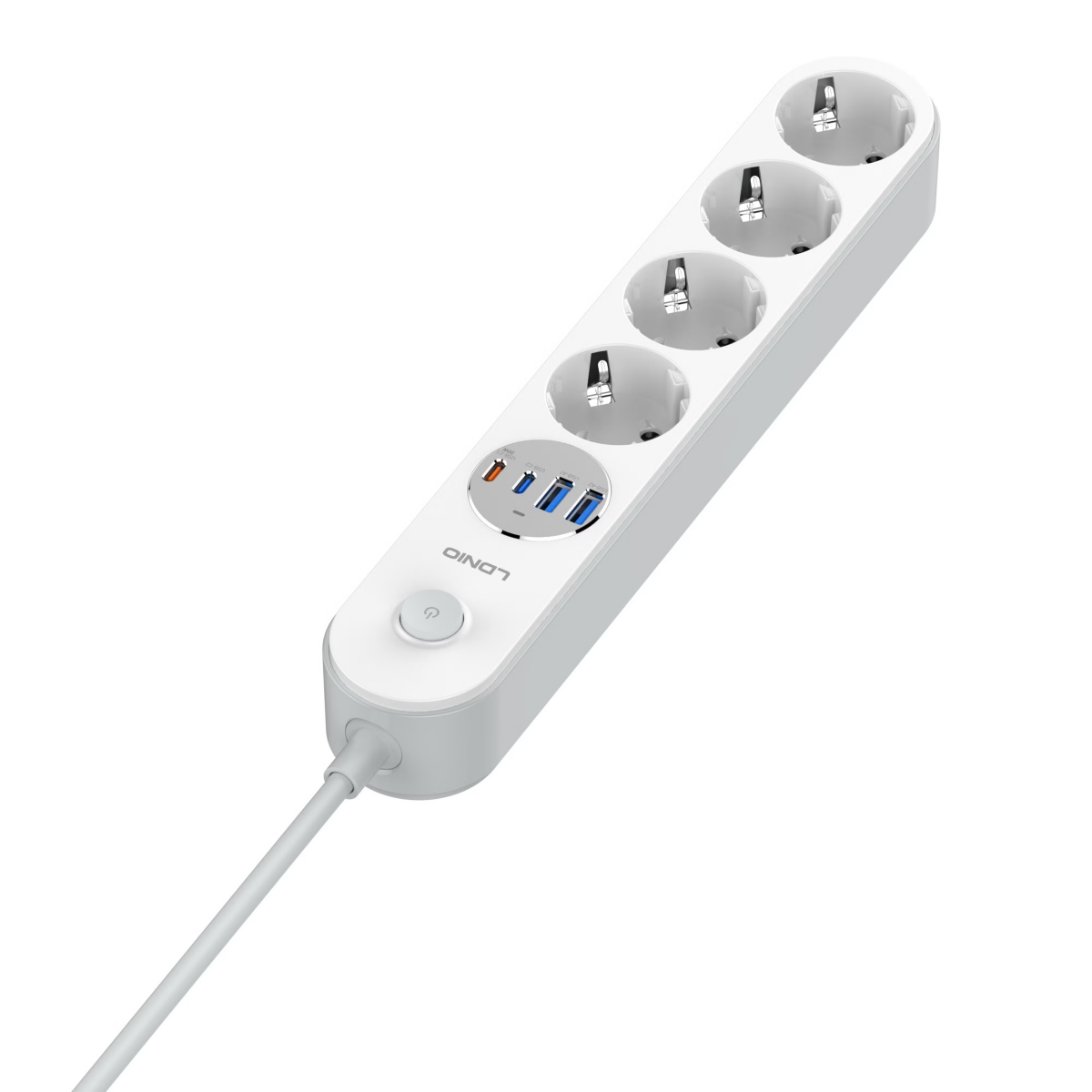 Πολύπριζο με 4 Πρίζες AC & 4 Θύρες USB 2500W LDNIO SE1-C Λευκό - Image 2