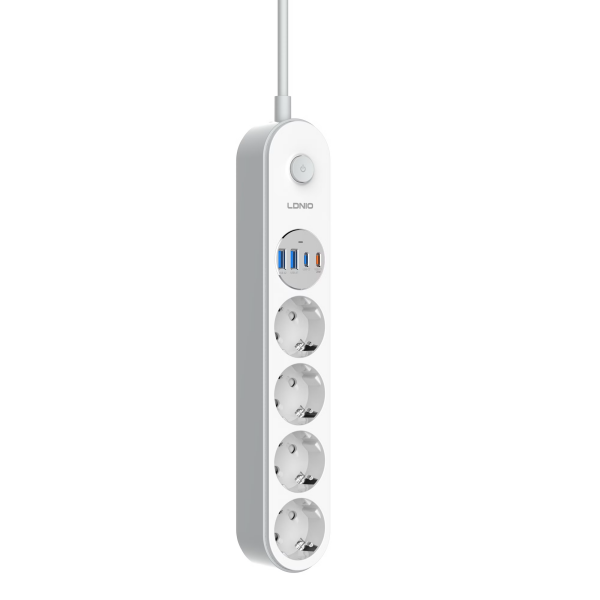 Πολύπριζο με 4 Πρίζες AC & 4 Θύρες USB 2500W LDNIO SE1-C Λευκό