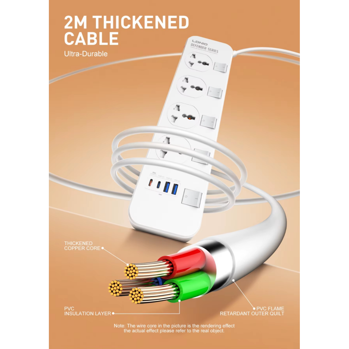Πολύπριζο με 4 Θύρες AC & 4 Θύρες USB LDNIO SC4408C - Λευκό - Image 2