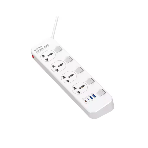 Πολύπριζο με 4 Θύρες AC & 4 Θύρες USB LDNIO SC4408C - Λευκό
