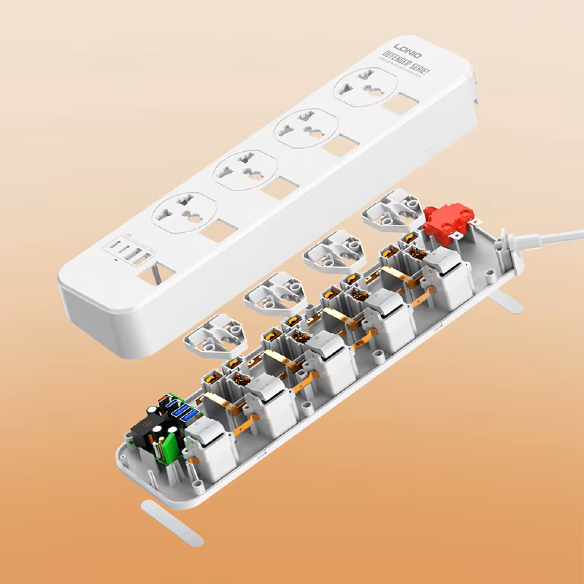 Πολύπριζο με 4 Θύρες AC & 4 Θύρες USB LDNIO SC4408C - Λευκό - Image 3