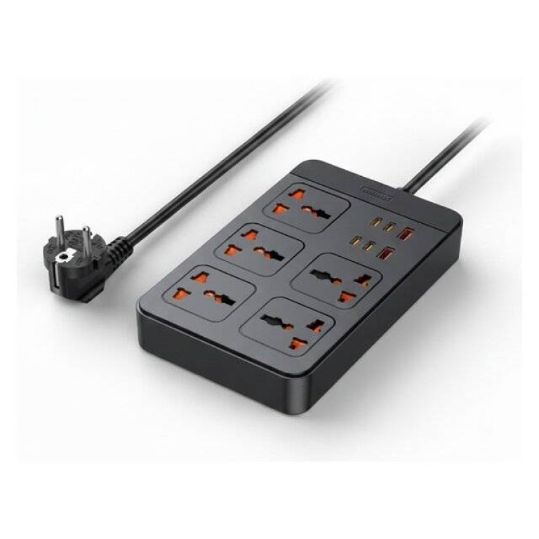 Πολύπριζο με Φορτιστή USB 30W UK με Καλώδιο 1.5m Remax RP-U195 Μαύρο