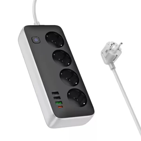 Πολύπριζο Sunlight με 4 Πρίζες EU/GER & 4 Θύρες USB + PD 30W Hoco AC22 Μαύρο