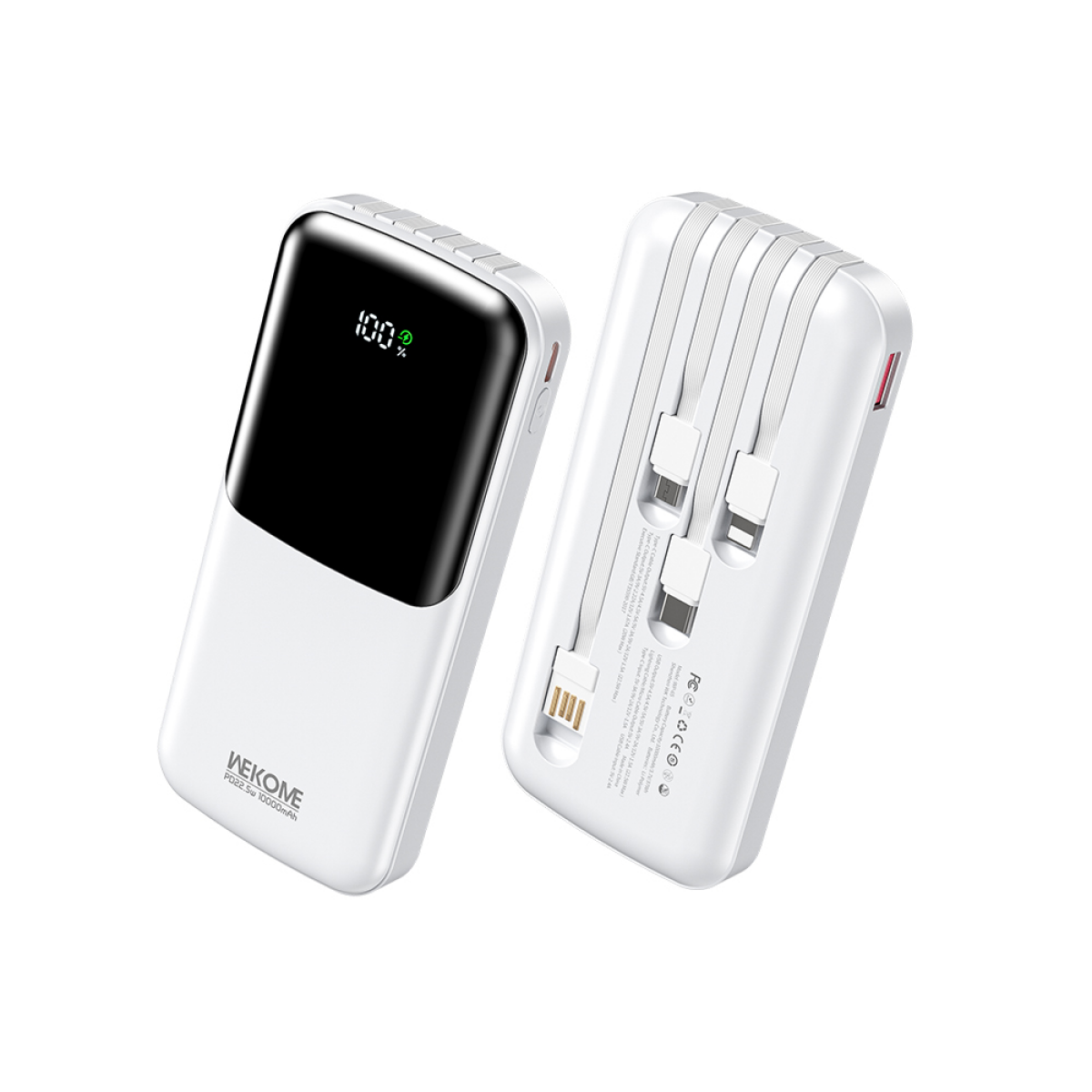 Power Bank Γρήγορης Φόρτισης 22.5W με Καλώδια Type-C/Lightning/Micro USB WEKOME WP-65 - Image 2