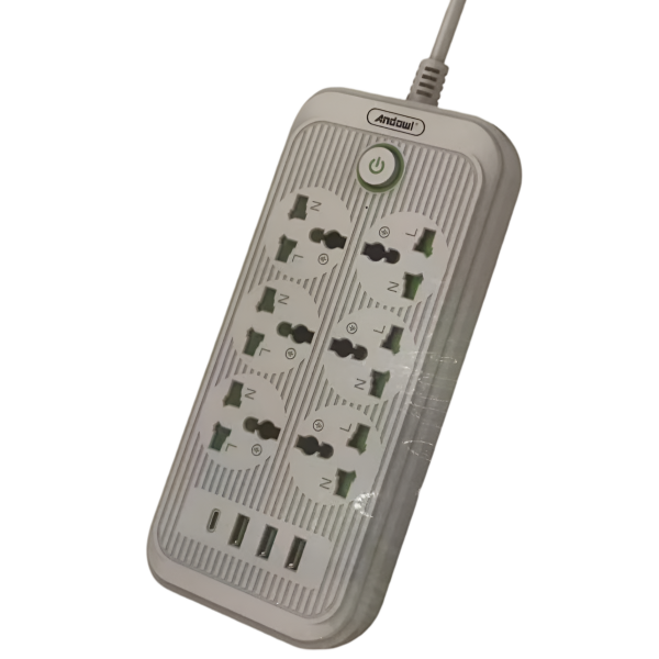 Power Socket με 8 Υποδοχές, 3 Θύρες USB & 1 Θύρα PD 2500W Andowl Q-PX18