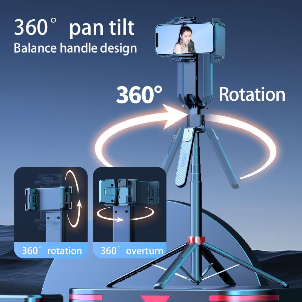 Selfie Stick AI Gimbal Με Έξυπνη Αυτόματη Παρακολούθηση Προσώπου, Τρίποδο & Ασύρματο Τηλεχειριστήριο Q185 - Image 6