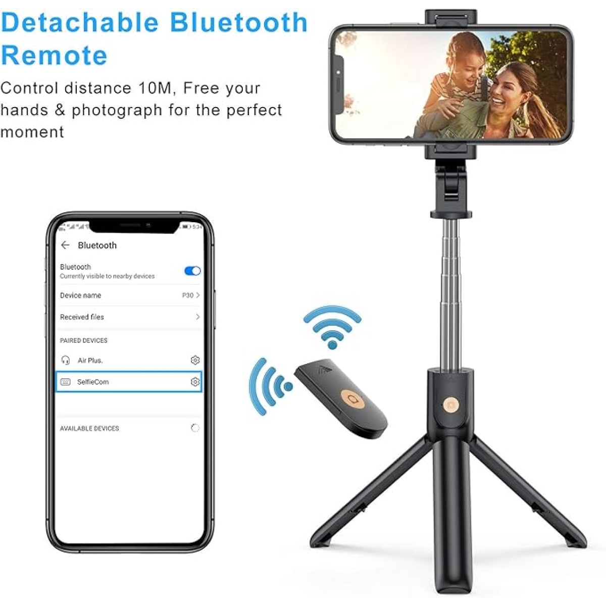 Selfie Stick Με Τρίποδο Και Ασύρματο Τηλεχειριστήριο 3 σε 1 Andowl Q-ZP70