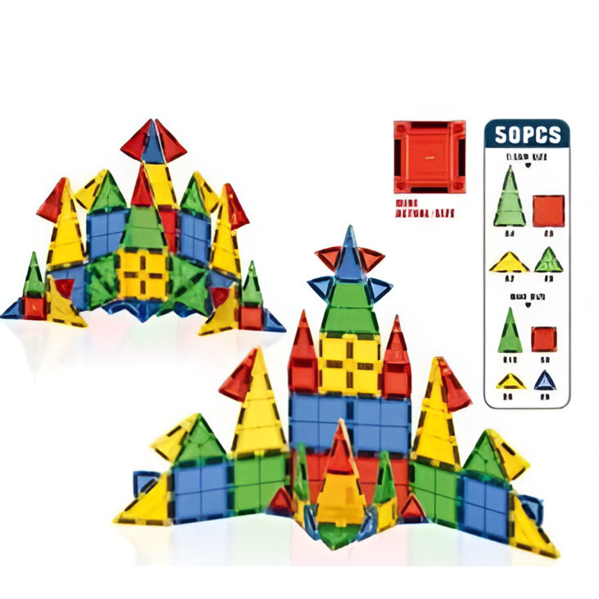 Σετ Μαγνητικών Κύβων Κατασκευής 50τμχ Magnet Blocks HD182A - Image 3