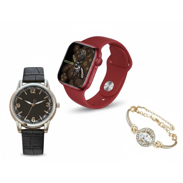 Σετ Smartwatch και δύο Αναλογικά Ρολόγια Χειρός - AS6 Pro