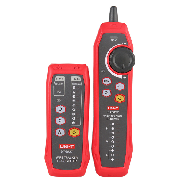 Σετ Tester & Tracker Καλωδίων Δικτύου RJ45 / RJ11 / Τηλεφωνικές Γραμμές UNI-T UT683KIT Κόκκινο