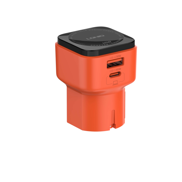 Ταχυφορτιστής Τοίχου 45W Ultra-Fast Charging LDNIO Q2420 - Πορτοκαλί
