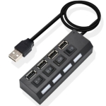 USB Hub Με 4 Θύρες USB-A Και Διακόπτες Treqa USB-4 Μαύρο