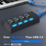 USB Hub Με 4 Θύρες USB-A Και Διακόπτες Treqa USB-4 Μαύρο - Image 2