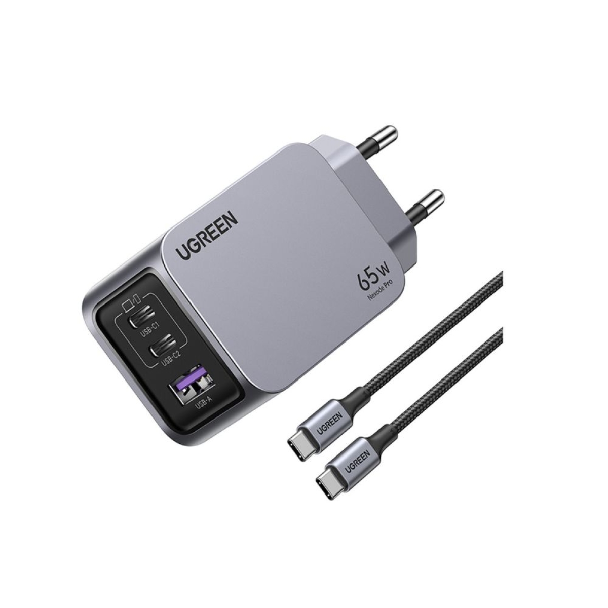 Φορτιστής Σπιτιού GaN PD 65W UGREEN X755 25871 3 Θέσεων, με καλώδιο USB-C 100W 1.5m Γκρί - Image 3