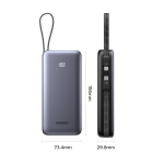 Power Bank 20000mAh PD 30W UGREEN PB528 55985B 2 Θέσεων, με 2 καλώδια USB-C Γκρι - Image 2